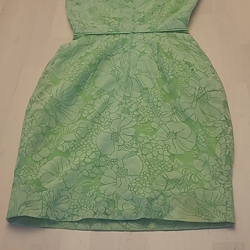 LIKE NEW VTG 1960s Handmade Mod Bright Green Go-go Floral Print Mini Dress - Picture 15 of 17